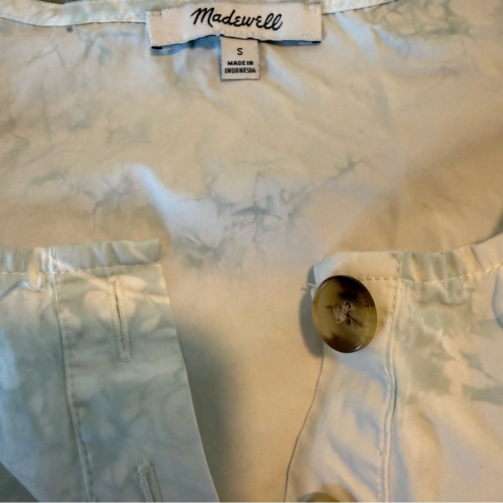 Madewell Women's S Blue White Tie Dye 100% Cotton Tiered Mini Dress Short Sleeve - Picture 7 of 7